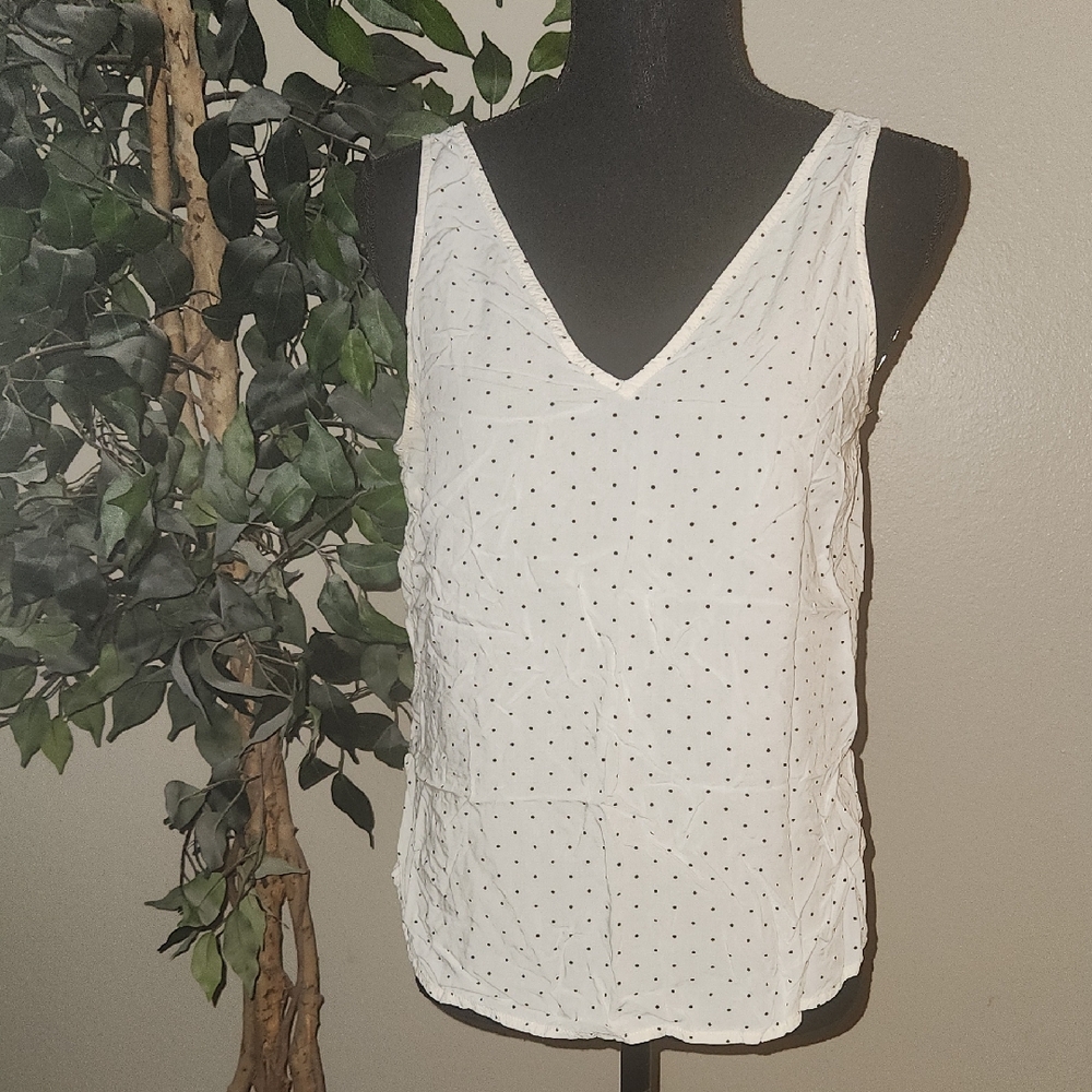 Old Navy White and Black Polka Dot Tank Top